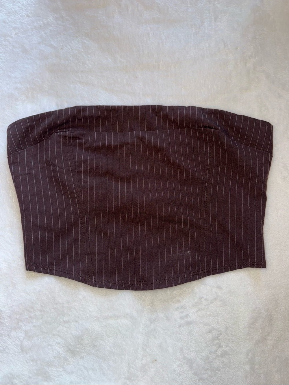 Altar’d State Women's Strapless Pinstripe Tube Top in Dark Brown